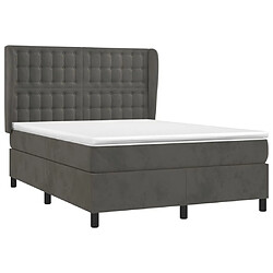 Avis Maison Chic Lit Adulte - Lit simple Lit à sommier tapissier et matelas moelleux - Meuble de Chambre - Gris foncé 140x190cm Velours -MN38968