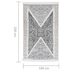 vidaXL Tapis Noir et gris 160x230 cm Coton pas cher