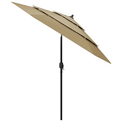 ComfortXL Parasol à 3 Niveaux Avec Mât En Aluminium Taupe 2,5 M