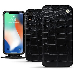 Housse cuir Apple iPhone Xr - Rabat vertical - Crocodile nero ( Noir / Black) - NOREVE