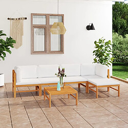 Maison Chic Salon de jardin 6 pcs + coussins - Mobilier/Meubles de jardin - Table et chaises d'extérieur crème Bois de teck solide -MN49797