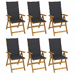 Maison Chic Lot de 6 Chaises pliables d'extérieur avec coussins | chaises de jardin | Fauteuil Relax Bois d'acacia -GKD61651