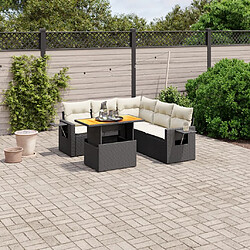 vidaXL Salon de jardin 6 pcs avec coussins noir résine tressée