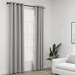 vidaXL Rideaux occultants Aspect lin avec œillets 2 pcs Gris 140x225cm