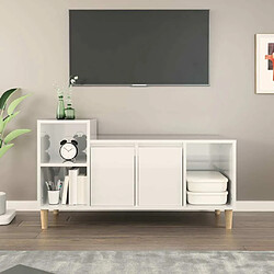 Maison Chic Meuble TV scandinave - Banc TV pour salon Blanc brillant 100x35x55 cm Bois d'ingénierie -MN13072