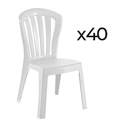 Pegane Lot de 40 chaises de jardin empilables en résine coloris blanc - Longueur 52 x Profondeur 52 x Hauteur 88 cm