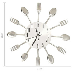 Acheter vidaXL Horloge murale et cuillère et fourchette Argenté 31cm Aluminium