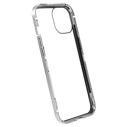 Coque en cadre métallique anti-spy, fermeture magnétique, anti-chutte pour votre iPhone 14 Plus - argent