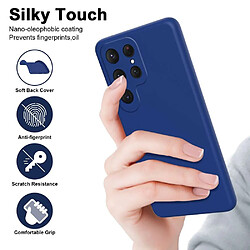 Htdmobiles Coque pour Samsung Galaxy S24 Ultra 5G - housse etui silicone gel fine + verre trempe - BLEU FONCE