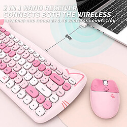 Avis Ensemble clavier et souris sans fil USB, rétro pré,Rose