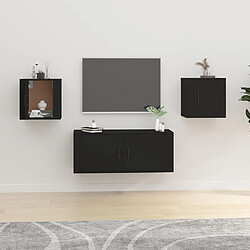 Maison Chic Lot de 2 Meubles TV muraux Banc TV suspendus pour salon Noir 40x34,5x40 cm -MN35343