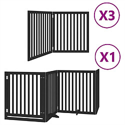 vidaXL Barrière pour chien porte pliable 10panneaux noir bois peuplier