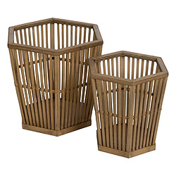 BigBuy Garden Set de pots de fleurs Naturel Bambou 39 x 34,5 x 35 cm (2 Unités)