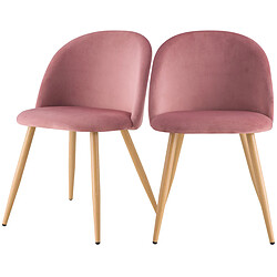 Rendez Vous Deco Chaise Cozy en velours rose (lot de 2)