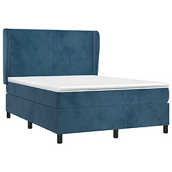 Avis Maison Chic Lit adulte- Lit + matelas,Sommier à lattes de lit et matelas Bleu foncé 140x190cm Velours -GKD73889