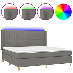 vidaXL Sommier à lattes de lit matelas LED Gris foncé 200x200 cm Tissu