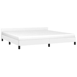 Avis Maison Chic Lit adulte - Cadre Structure de lit avec tête de lit Contemporain Blanc 200x200 cm Similicuir -MN23755