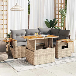 vidaXL Salon de jardin avec coussins 4 pcs beige résine tressée acacia