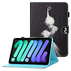 Etui en PU texture croisée avec support et porte-cartes fille pour votre Apple iPad mini (2021)