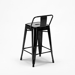 Acheter Ahd Amazing Home Design Tabouret Tolix industriel en acier avec dossier métallique bar cuisine Steel Top, Couleur: Noir