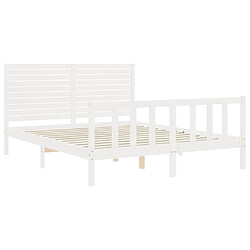 Maison Chic Lit adulte - Cadre Structure de lit avec tête de lit Contemporain blanc 160x200 cm bois massif -MN69980 pas cher