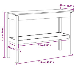 vidaXL Table console Gris 110x40x75 cm Bois de pin solide pas cher