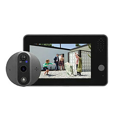 Judas de porte intelligent WiFi écran 1080P Vision nocturne HD Audio bidirectionnel Caméra Sécurité pour la maison + Micro SD 64go