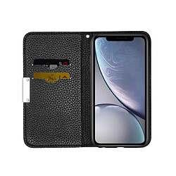 Wewoo Housse Coque Etui à rabat horizontal en cuir avec texture pour litchi iPhone XR support et fentes cartes Noir pas cher