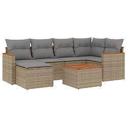 vidaXL Salon de jardin avec coussins 7pcs mélange beige résine tressée