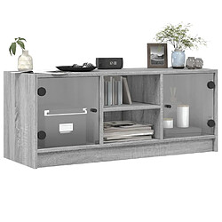 Avis vidaXL Meuble TV avec portes en verre sonoma gris 102x37x42 cm