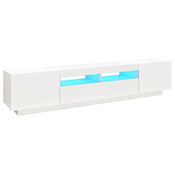 Maison Chic Meubles TV avec lumières LED - Banc TV pour salon Blanc 200x35x40 cm -MN20495