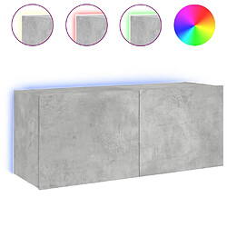 vidaXL Meuble TV mural avec lumières LED gris béton 100x35x41 cm