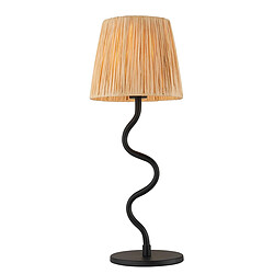 Endon Lampe de Table 1 Lumière Noir Mat, Raphia Naturel