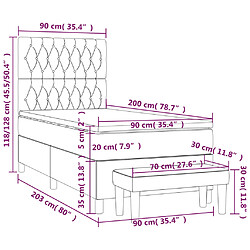 Maison Chic Lit adulte- Lit + matelas,Sommier à lattes de lit et matelas Gris foncé 90x200 cm Velours -GKD22714 pas cher