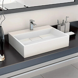 vidaXL Lavabo 50x38x13 cm Fonte minérale/marbre Blanc