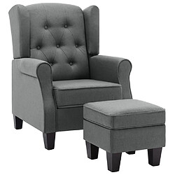 vidaXL Fauteuil avec repose-pied Gris clair Tissu