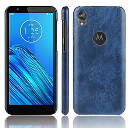 Wewoo Coque Rigide Pour Motorola Moto E6 antichoc Litchi PC + Etui PU Bleu