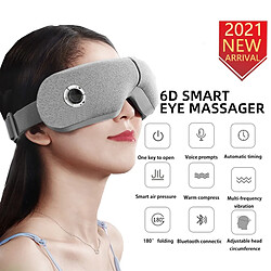 Universal Smart Airbag Vibration Eye Masser Protein Cortex Graphene Chauffage Musique Bluetooth Soulagement de la fatigue et des cernes | Appareil de massage des yeux (gris)