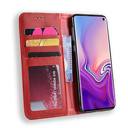 Acheter Wewoo Housse Coque Étui en cuir à boucle magnétique avec texture rétro à pour Galaxy S10 Lite, support et emplacements pour cartes porte-monnaie (rouge)