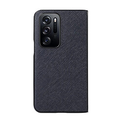 Coque en TPU + cuir véritable anti-rayures, antichoc, texture croisée bleu pour votre Oppo Find N