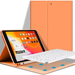 RedMiter Silicone avec Clavier Français AZERTY Bluetooth pour iPad 10.2 - Orange&Blanc