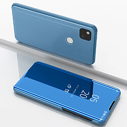 Coque en TPU + PU voir la surface du miroir de la fenêtre bleu clair pour votre Google 4A