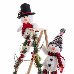 BigBuy Christmas Décorations de Noël Multicouleur Bois Tissu Bonhomme de Neige 30 x 15 x 76 cm