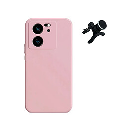 Kit Support Magnétique Renforcé + Étui Silicone Liquide Phonecare pour Xiaomi 13T - Rose