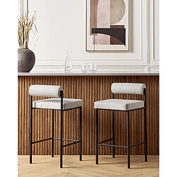 Beliani Tabouret de bar Set de 2 Tissu Gris clair AMAYA