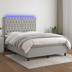 Sommier à lattes,Cadre à lattes de lit et matelas et LED pour Adulte Gris clair 140x190 cm -MN56107