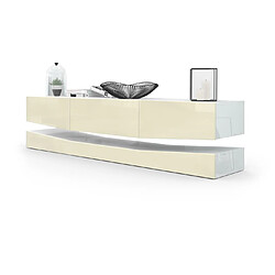 Mpc Meuble TV Avec Socle Blanc et crème Haute Brillance (178 X Variable X 39 Cm)