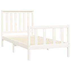 Acheter Maison Chic Cadre/structure de lit et tête de lit pour adulte - Lit Moderne Chambre blanc 100x200 cm bois de pin massif -MN73332