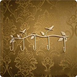 Wewoo 2 PCS motif d'oiseaux en fer forgé décoré crochets simples blanc