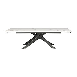 Acheter Vente-Unique Table à manger extensible 8 à 12 personnes en céramique, verre trempé et métal - Effet marbre blanc et anthracite - COREMA de Maison Céphy